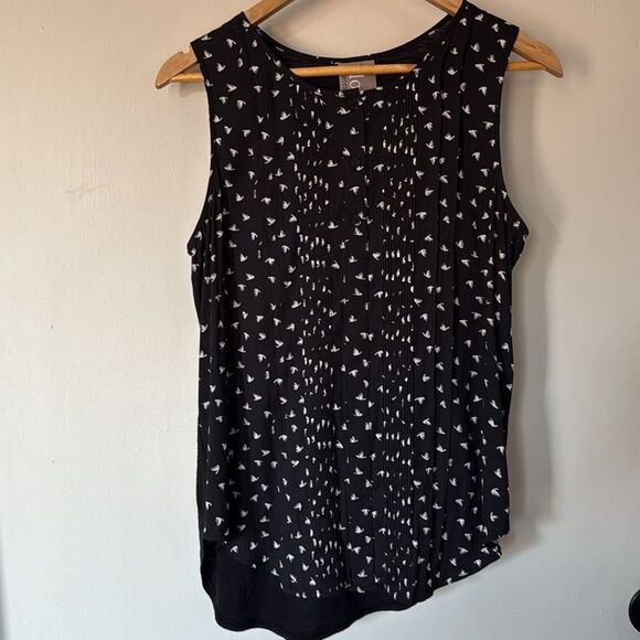 Anthropologie Dolan Jules Sleeveless Topβ Black White Bird Print Blouse Medium - Picture 3 of 8